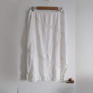 J Jill Women's Linen Embroidered Skirt Midi